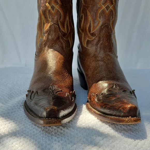 Tony Lama Brown Leather Cowboy Boots - Picture 8 of 8